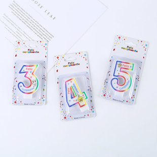Cartoon inkjet digital candle 0-9 colorful edge birthday cake candle creative decoration Christmas candle