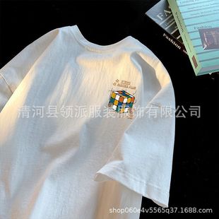Short-sleeved T-shirt Men's 2024 New Men's and Women's Cotton Half-sleeved Shoulder T-shirt Men's Round Neck Short-sleeved Loose Top