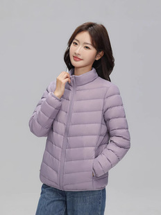 2024 new 90 white duck down light collar women's down jacket slim short liner warm coat super