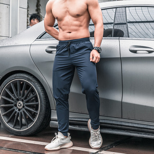 Cross-border Foreign Trade Men's Casual Pants Lightweight Summer New Solid Color Tether Pants Slim-fit Fashion Leg Advantage Supply