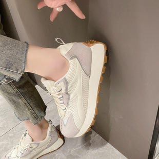 Inner Height Forrest Gump Shoes Women's 2023 New Spring and Autumn Thick Sole Running Sneakers All-match Casual Torre Shoes Explosions