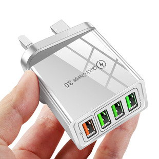 4USB multi-port charger European standard British and American mobile phone charger qc3.0 Charger Travel 3-port fast charging head