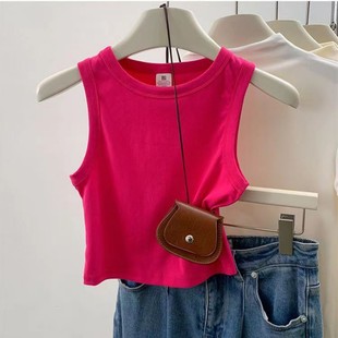 2024 New Summer Niche Chic American Vintage Spice Girls Fashion Stylish Purple Sleeveless Vest T-Shirt Women