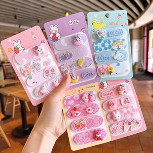 Cartoon bangs stickers children's broken hair artifact baby does not hurt hair velcro hairpin girl's head finishing hair accessories