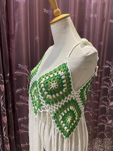 Tassel Strap Bohemian Crocheted Vest Sexy Backless Sleeveless Yunnan Ethnic Style Vacation Atmosphere Top