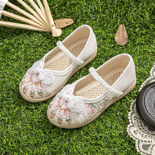 Girls' Hanfu shoes ancient costume children's embroidered shoes women's ancient style little Princess Han shoes old Beijing cloth shoes vest skirt shoes