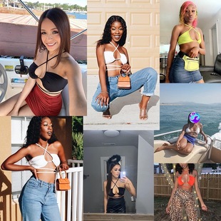 European and American foreign trade 2024 spring and summer women's new long drawstring strap shoulder-exposed backless neck wrap chest sexy suspenders