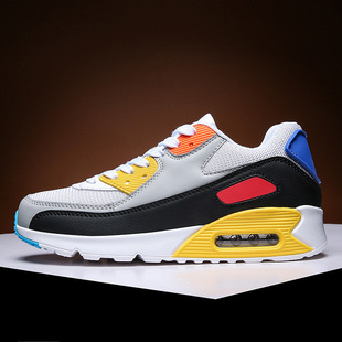 Couple air cushion sneaker men's and women's cross-border plus size lightweight casual shoes color matching trendy mesh breathable running shoes