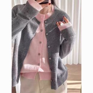 high quality 100% Pure Wool Cardigan Coat Women's 25 Spring and Autumn Fake Two-Piece Knitted Sweater Korean Sweater Inner Wear Outer Wear