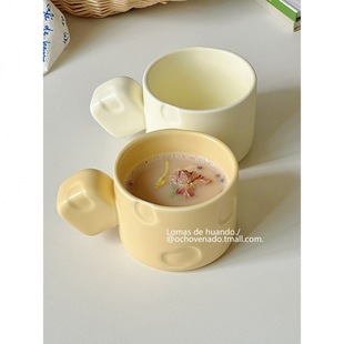 ins style ceramic marker super cute cheese couple drinking cup Milk Cup breakfast cup cartoon gift Cup