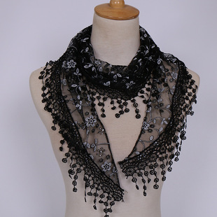 Hot Lace Hollow Solid Color Women's Triangle Scarf Korean Monochrome Breathable Dress Triangle Scarf SJJ001