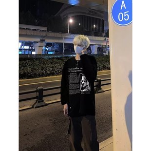 American fashion brand letter printed cotton long-sleeved T-shirt men's and women's autumn Street versatile handsome loose personality bottoming shirt