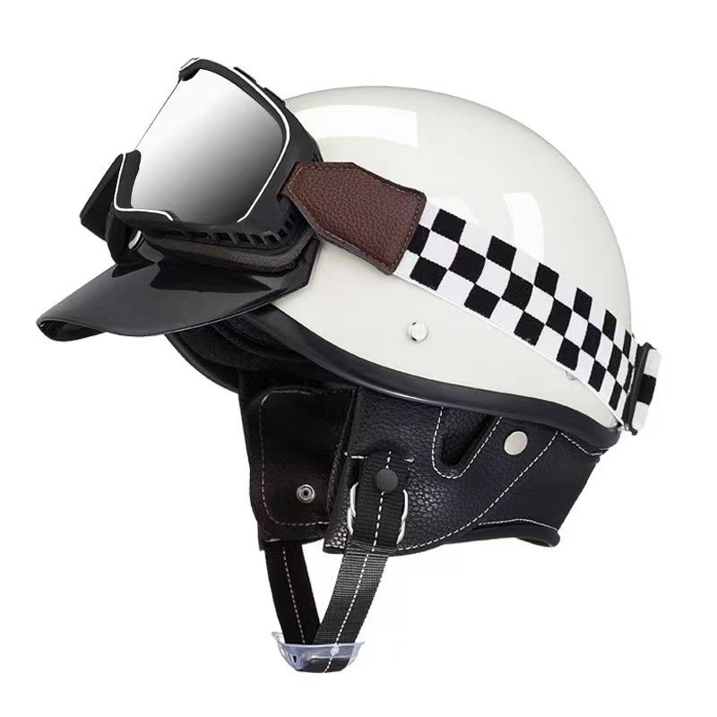 Japanese and Korean retro motorcycle helmet men's pedal motorcycle half helmet electric car helmet women's summer cruise small scoop helmet