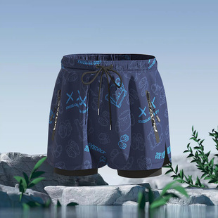 Youyou Men's Swimming Trunks Adult Double-layer Polyester Quick-drying Anti-embarrassment Beach Pants Hot Spring Casual Shorts Summer