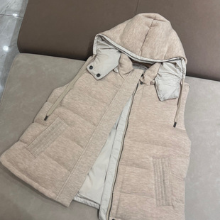 Nanyou Penny 2024 Autumn and Winter New Double-Sided Goose Vest Casual All-Match Hooded Drawstring Sleeveless Jacket for Women