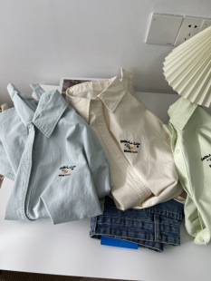 Salt Long-sleeved Shirt Women's Spring Korean-style 2025 New Letter Embroidered Loose Mid-length Solid Color Top 5212