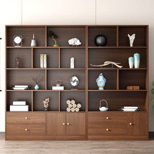 Bogu Rack Solid Wood Chinese Tea Rack Display Cabinet Duobao Pavilion Ornament Cabinet Living Room Rack Floor-Standing Book Huang Yi