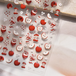 New Tomoni Jelly Nail Art Stickers Little Red Book Explosions Cute Children Nail Stickers Factory Wholesale Green Apple