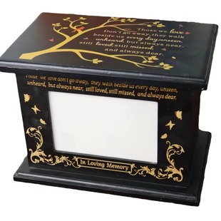 Classical Style Wooden Pet Cat, Dog, Hamster Urn, Commemorative Photo Frame, Funeral Utensils, Sliding Cover