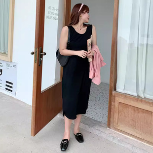Vest Dress Plus Size Women 100kg Plus Size Versatile Round Neck Knitted Loose Hidden Flesh Slimming Look Bottoming Dress 2525