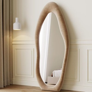 Full-body mirror shaped home fitting mirror net red style floor mirror wholesale cream style bedroom floor mirror