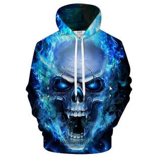 2024 Spring and Autumn New Cross-border European and American 3D Digital Printing Personalized Graffiti Loose Men's Hooded Sweatshirt
