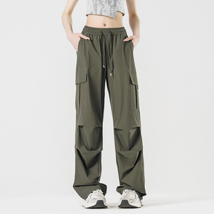 American-style Functional Parachute Soldier Tooling Pants for Men and Women Summer Fashionable Loose Niche Sports Straight Casual Pants