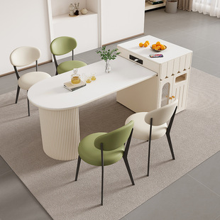 New island Table Rock plate dining table integrated living room modern simple dining table small apartment home retractable dining table