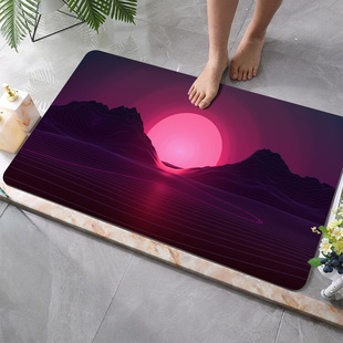 Simple Scenery Soft Diatom Mud Rubber Mat Technology Velvet Bathroom Mat Household Fixed Absorbent Anti-slip Cross-border Hair
