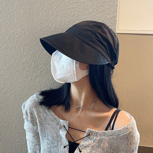 Zhao Rusi's same-style sun hat children's anti-ultraviolet summer drawstring large eaves sunscreen breathable plain fisherman hat