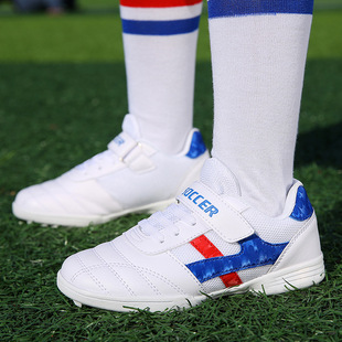 Children's Football Shoes Boys Crushed Nails Artificial Lawn Velcro Girls Students Competition Training Leather Foot sneaker