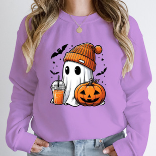 Women Fashion Creative Halloween Ghost Pumpkin Bat Print
