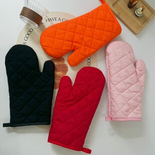 [Solid color] factory thickened microwave oven gloves baking oven special heat insulation anti-scald cotton gloves cross-border wholesale