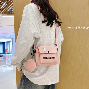 New Alphabet Canvas Shoulder Bag Donier Street Student Mobile Phone Small Bag Artistic Instagram Crossbody Bag Trendy