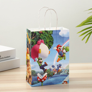 Cross-border New Mario Paper Bag Gift Bag Kraft Paper Bag Tote Bag Candy Bag Birthday Party Decoration Supplies