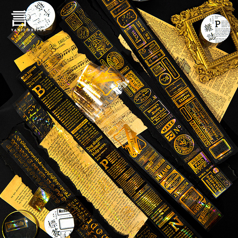 Yanji Time Memories Series Gold Foil English Journal Decoration Material Reusable Stickers 6 Designs to Choose from