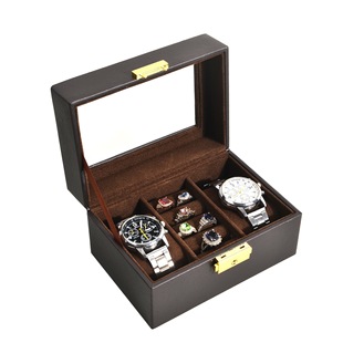 New 2-position watch box in stock wholesale high-grade Pu window Watch storage box jewelry ring display box