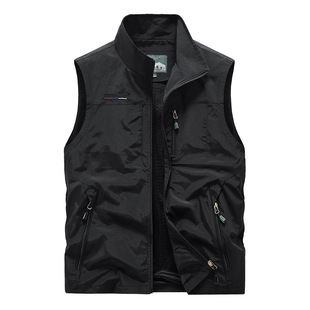Casual Loose Vest Men's Zipper Multi-flap Pocket Pants Spring and Summer Vest Sleeveless Waistcoat Young and Middle-aged Dad Vest Jacket