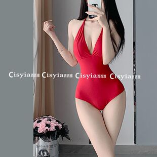 2023 новый ретро-гонконгский стиль сексуальное бикини цельный купальник женский красный праздничный Купальник для похудения, закрывающий живот