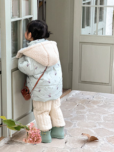 Children's fleece-lined thickened cotton-padded coat 2023 Winter girls' coat girls' hooded fleece-lined thickened warm cotton-padded jacket