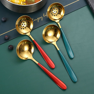 304 stainless steel large soup spoon household soup shell colander hot pot special new moon soup spoon net Red large Soup Bowl Spoon