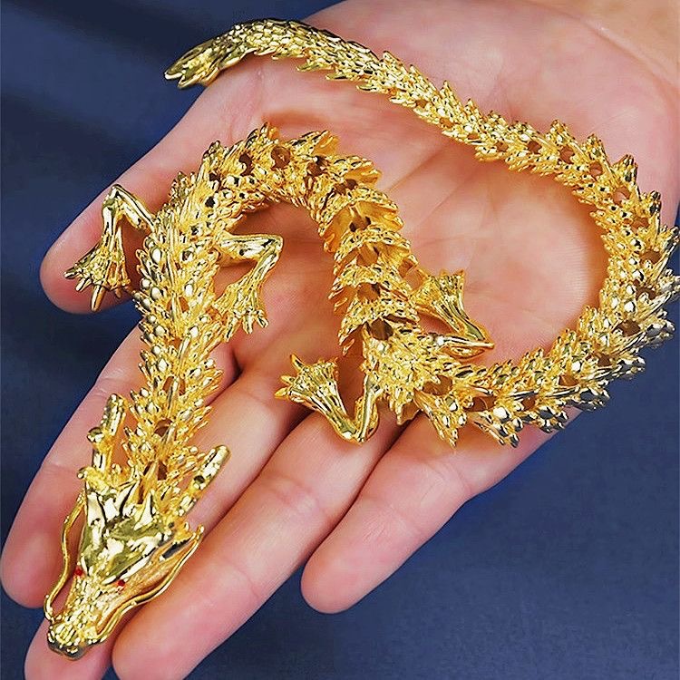 Alloy five-claw golden dragon ornaments can be movable to make money Chinese dragon handlebars home office desktop decorations