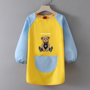 Children's waterproof apron studio painting coverall boys and girls eating painting reverse dressing kindergarten printed logo upside down