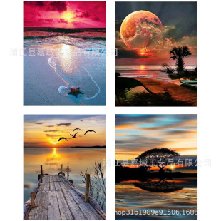 Cross-border exclusive combination suit diy Diamond painting 5d sunset seaside landscape full diamond cross stitch living room decorative painting