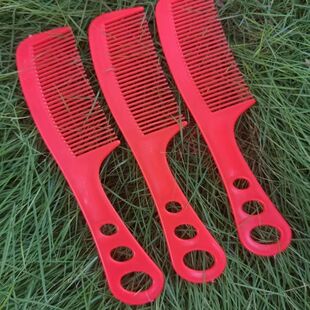 Red Hole Cooked Plastic Non-breakable Household Comb Medium Tooth Large Handle Wedding Supplies Festive Men and Women
