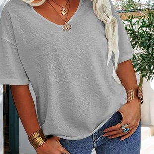 Women's Oversized V Neck Short Sleeve t Shirt Cross-Border Dropshipping
