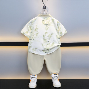 Мальчик Hanfu Летний набор с короткими рукавами 2025 новый детский костюм