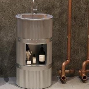 Chinese Industrial Style Retro Creative Round Balcony Floor Column Bathroom Washbasin Creative Washbasin