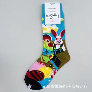 Новый продукт, кожаные носки, европейские и американские модные носки Happy, женские носки, модные стильные уличные женские модные носки до середины икры
