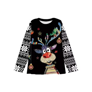 Europe and the United States cross-border Amazon women's TEMU explosions selfie Christmas casual top printed long sleeve T-shirt women